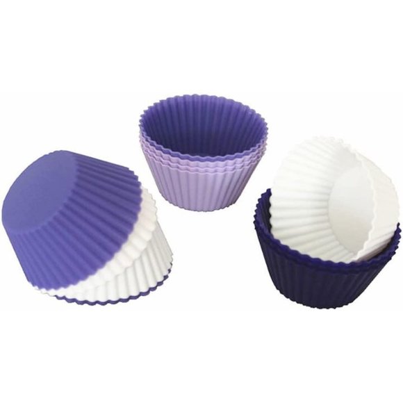 12 Reusable Food Safe Silicone Muffin Baking Cups - Picture 7 of 7